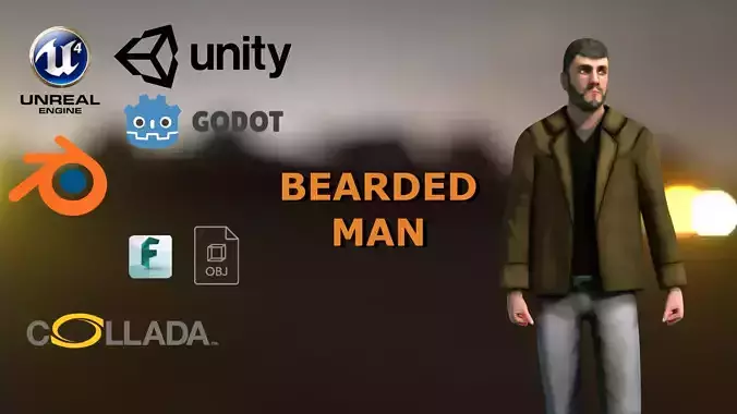 Casual Style- Bearded Man - Animated Low-Poly Low-poly 3D model