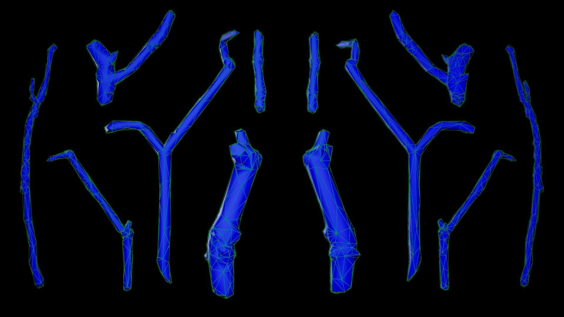 Mossy Branches 4K Photoscanned Low-poly 3D model_10