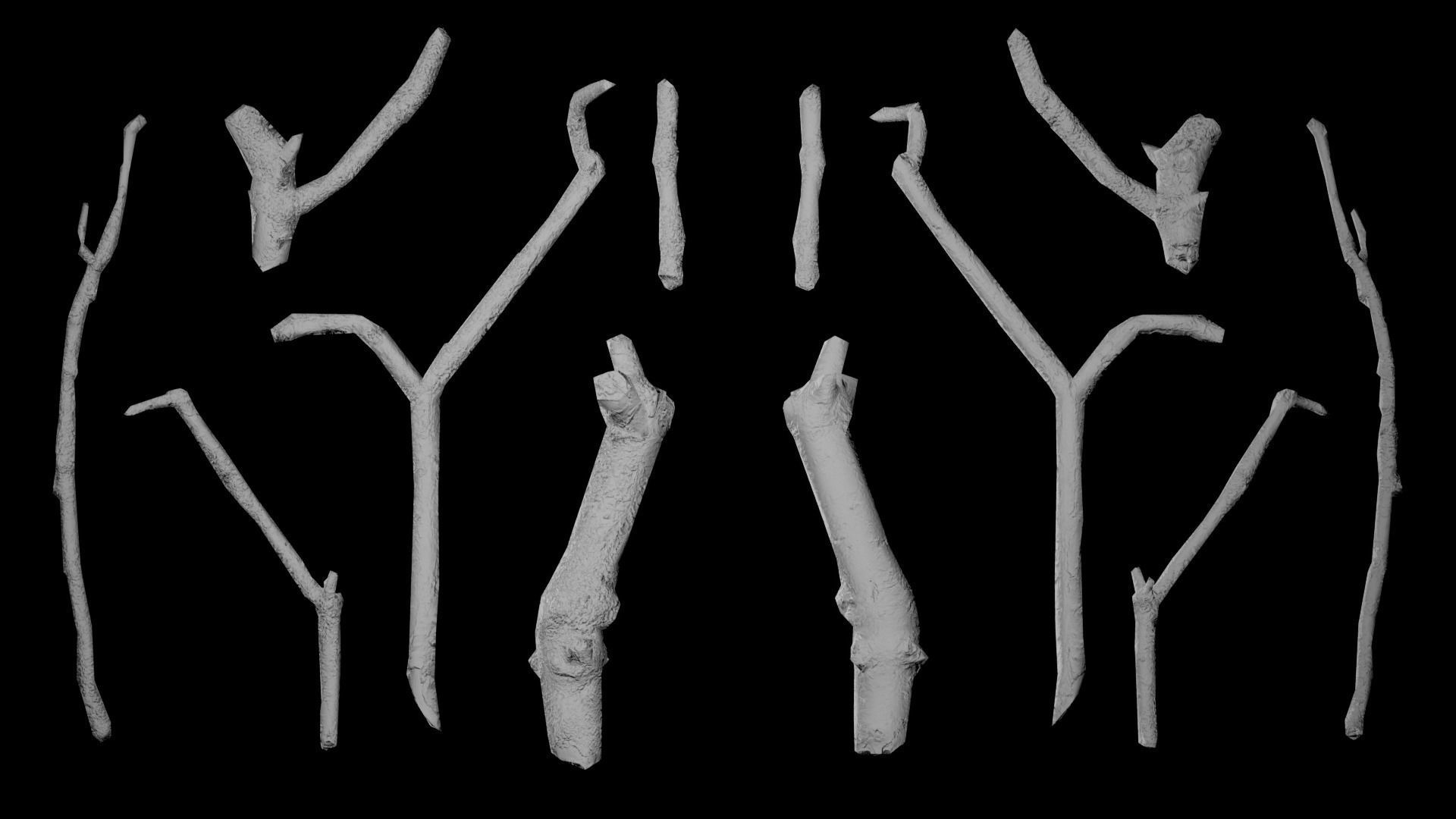 Mossy Branches 4K Photoscanned Low-poly 3D model_15