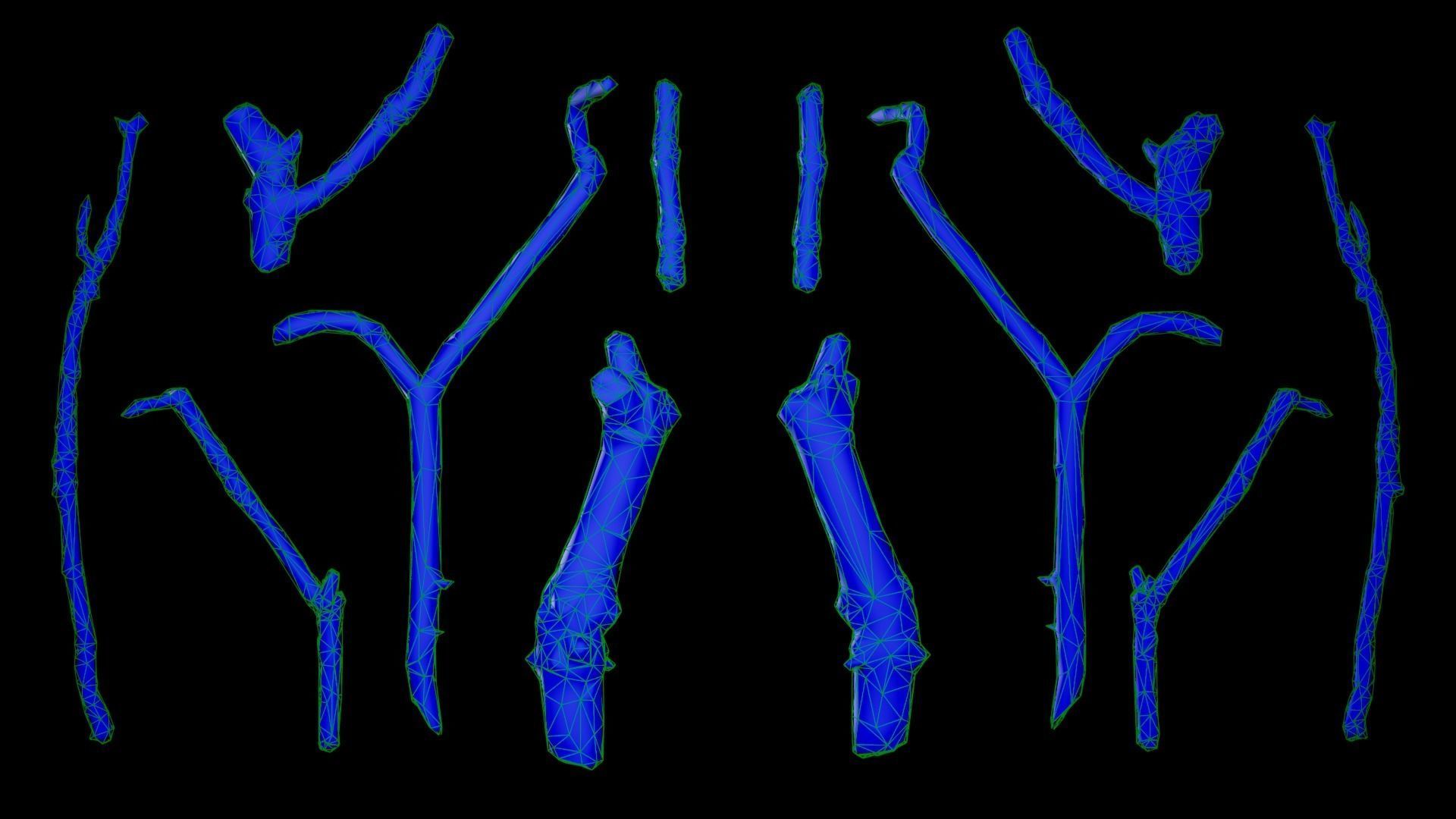 Mossy Branches 4K Photoscanned Low-poly 3D model_9