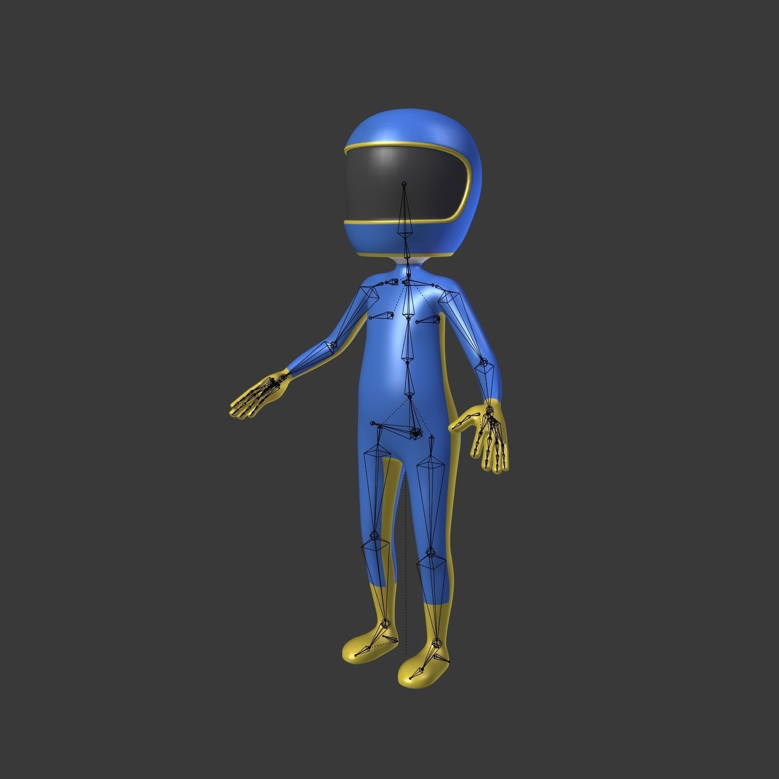 Cartoon Biker - Driver - Stickman Low-poly 3D model_1