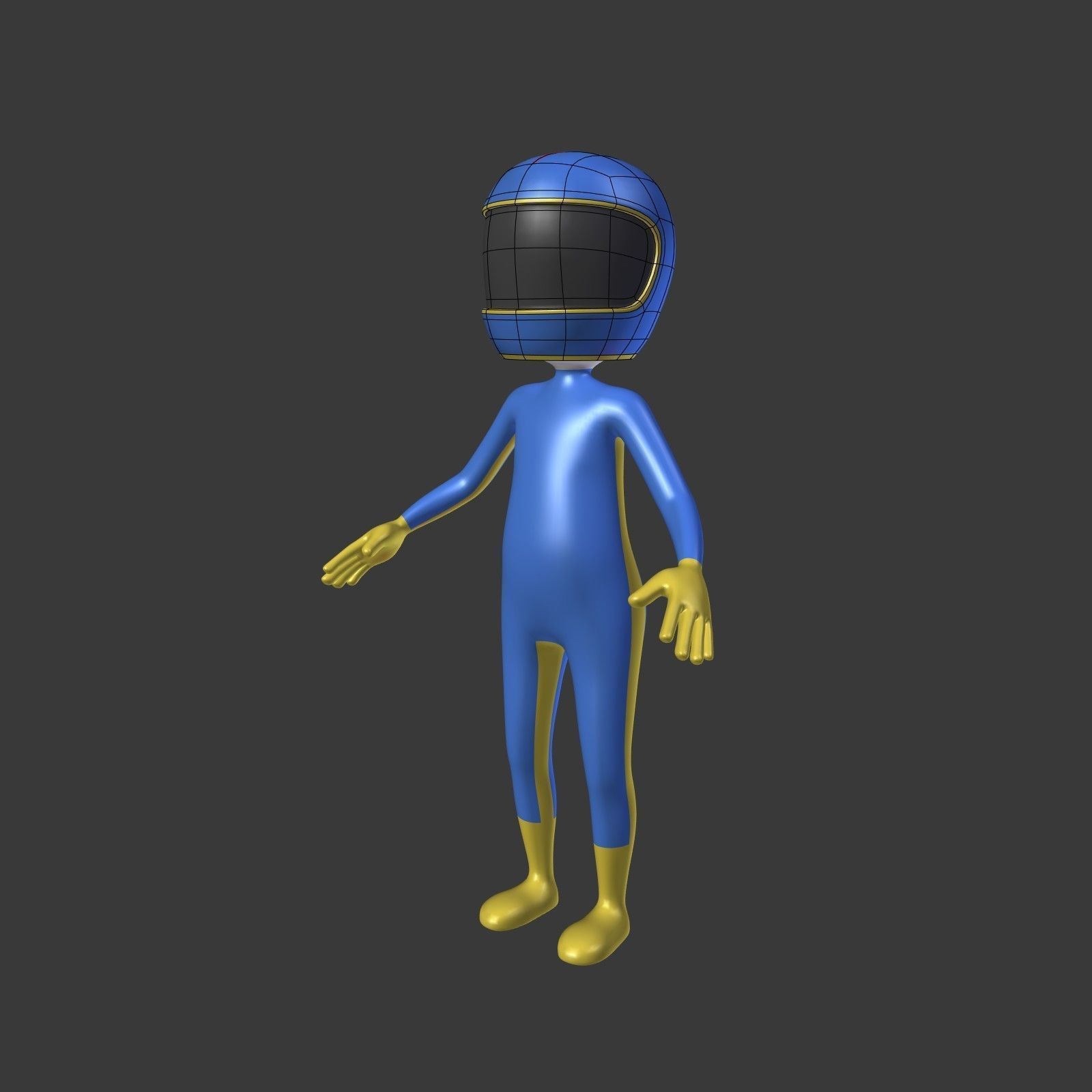 Cartoon Biker - Driver - Stickman Low-poly 3D model_7