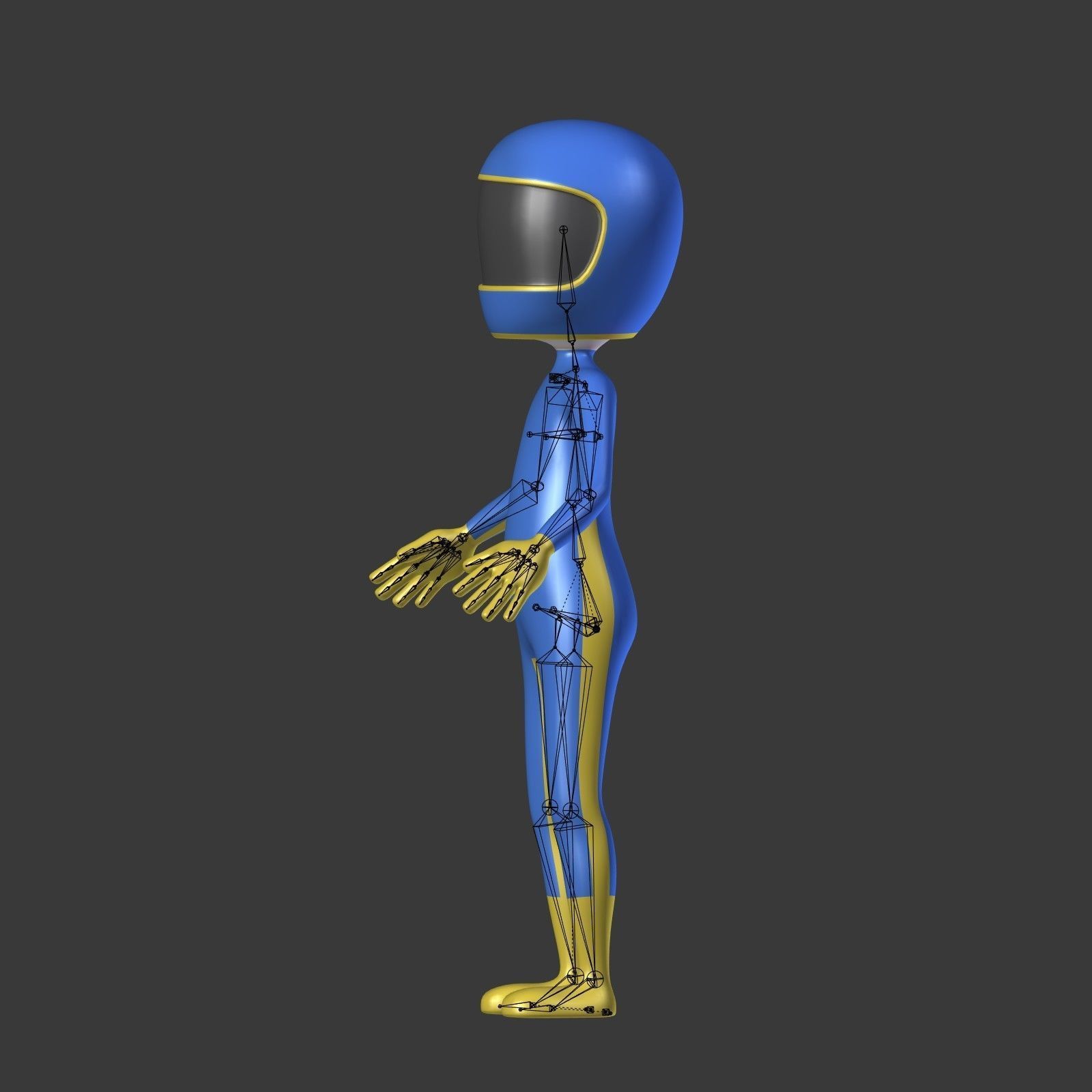 Cartoon Biker - Driver - Stickman Low-poly 3D model_8