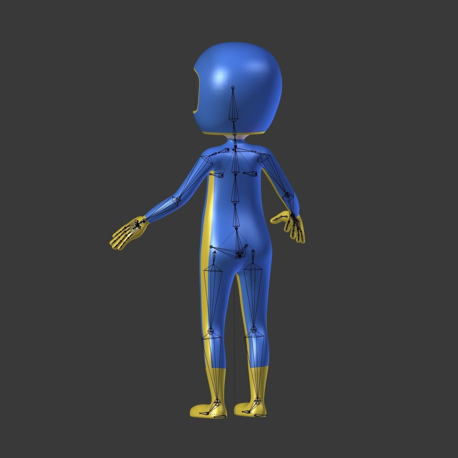 Cartoon Biker - Driver - Stickman Low-poly 3D model_11