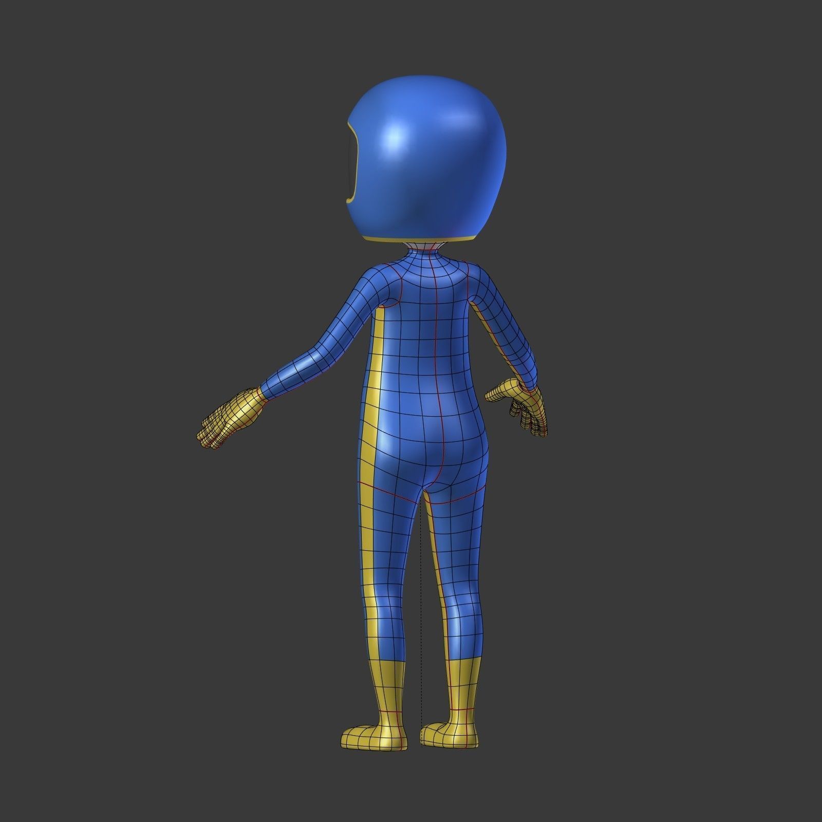 Cartoon Biker - Driver - Stickman Low-poly 3D model_13