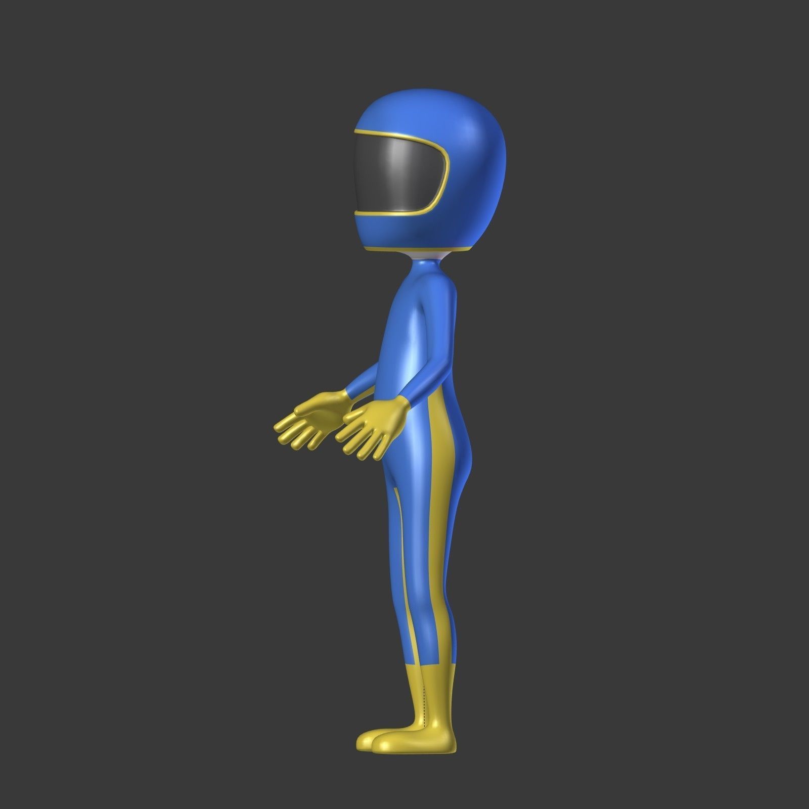 Cartoon Biker - Driver - Stickman Low-poly 3D model_9