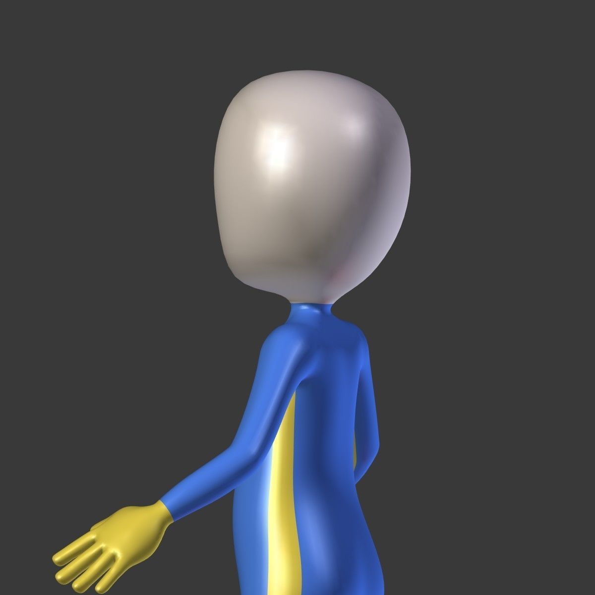 Cartoon Biker - Driver - Stickman Low-poly 3D model_5