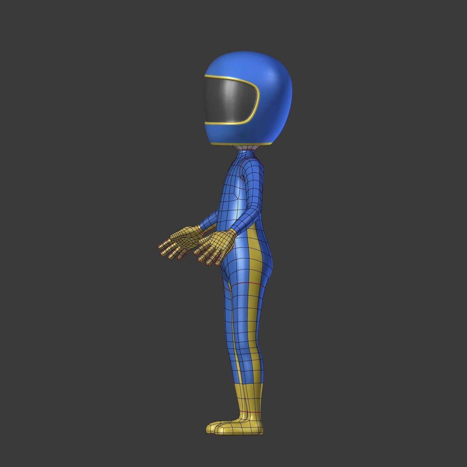 Cartoon Biker - Driver - Stickman Low-poly 3D model_10