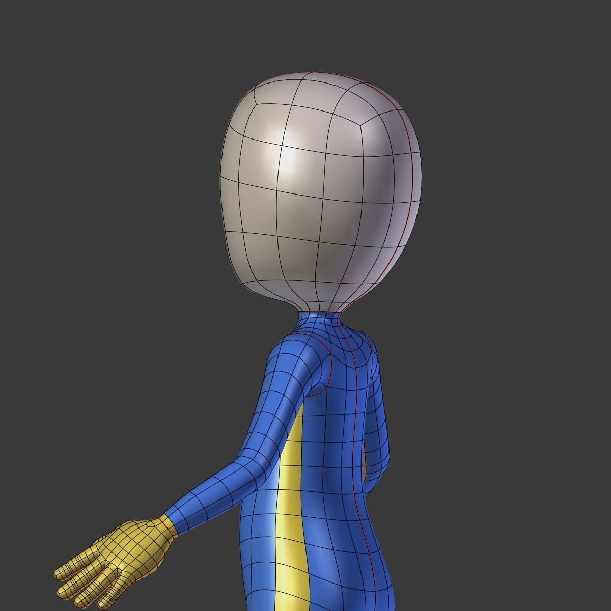 Cartoon Biker - Driver - Stickman Low-poly 3D model_6