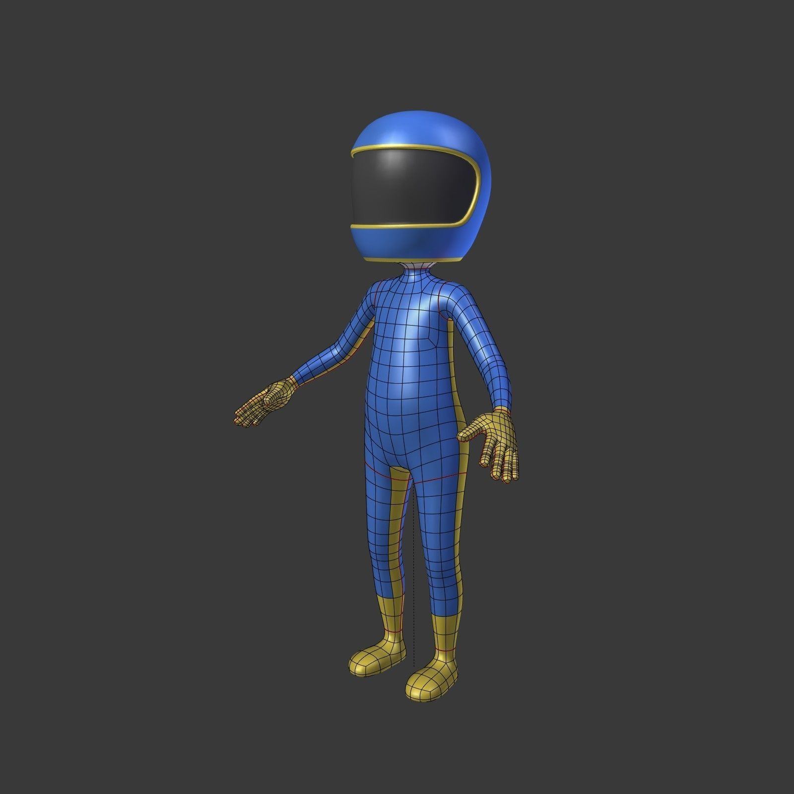 Cartoon Biker - Driver - Stickman Low-poly 3D model_2