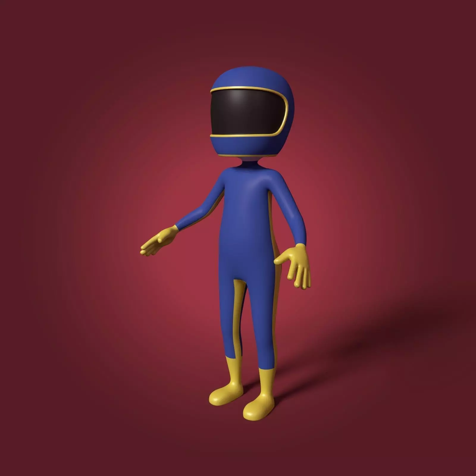 Cartoon Biker - Driver - Stickman Low-poly 3D model_0