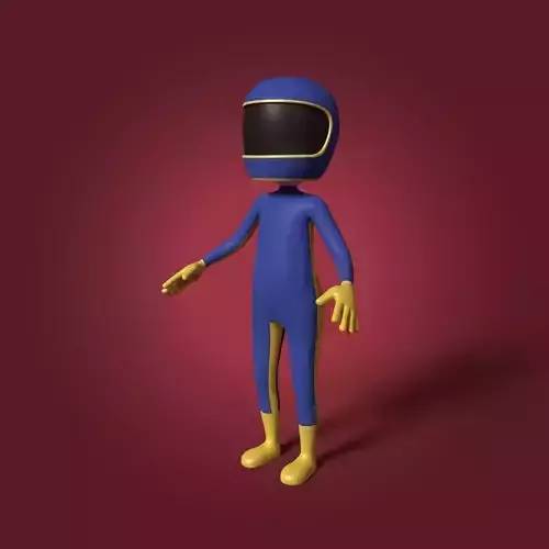 Cartoon Biker - Driver - Stickman Low-poly 3D model