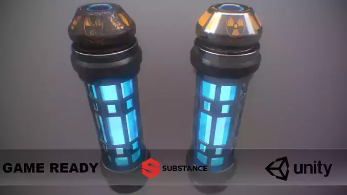 PBR Retro Sci-Fi Energy Cell UPDATED WITH LODs Free low-poly 3D model