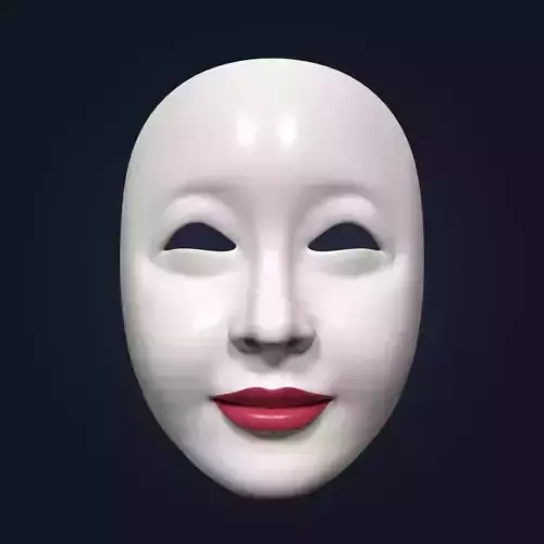 Asian Theater Mask - Woman Female Low-poly 3D model