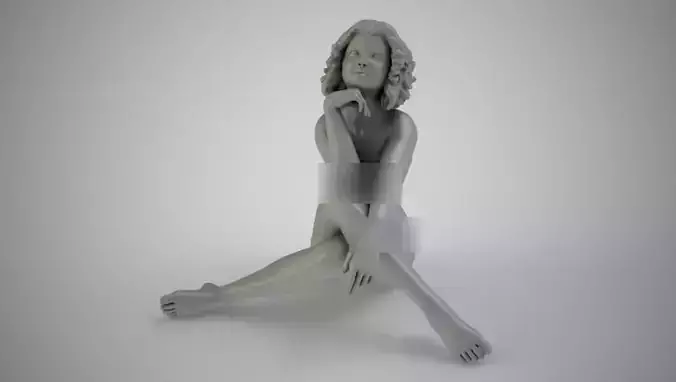 Young Girl Dreaming 3D print model