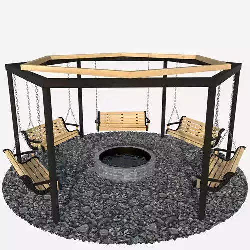 Swing benches around well