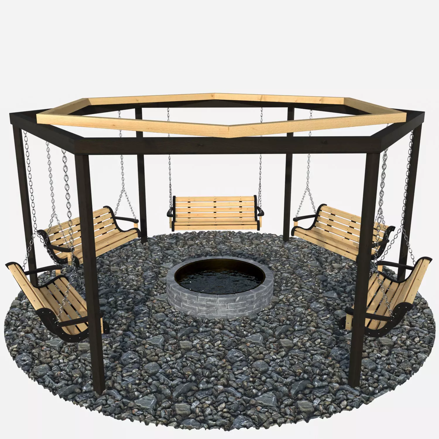 Swing benches around well 3D model