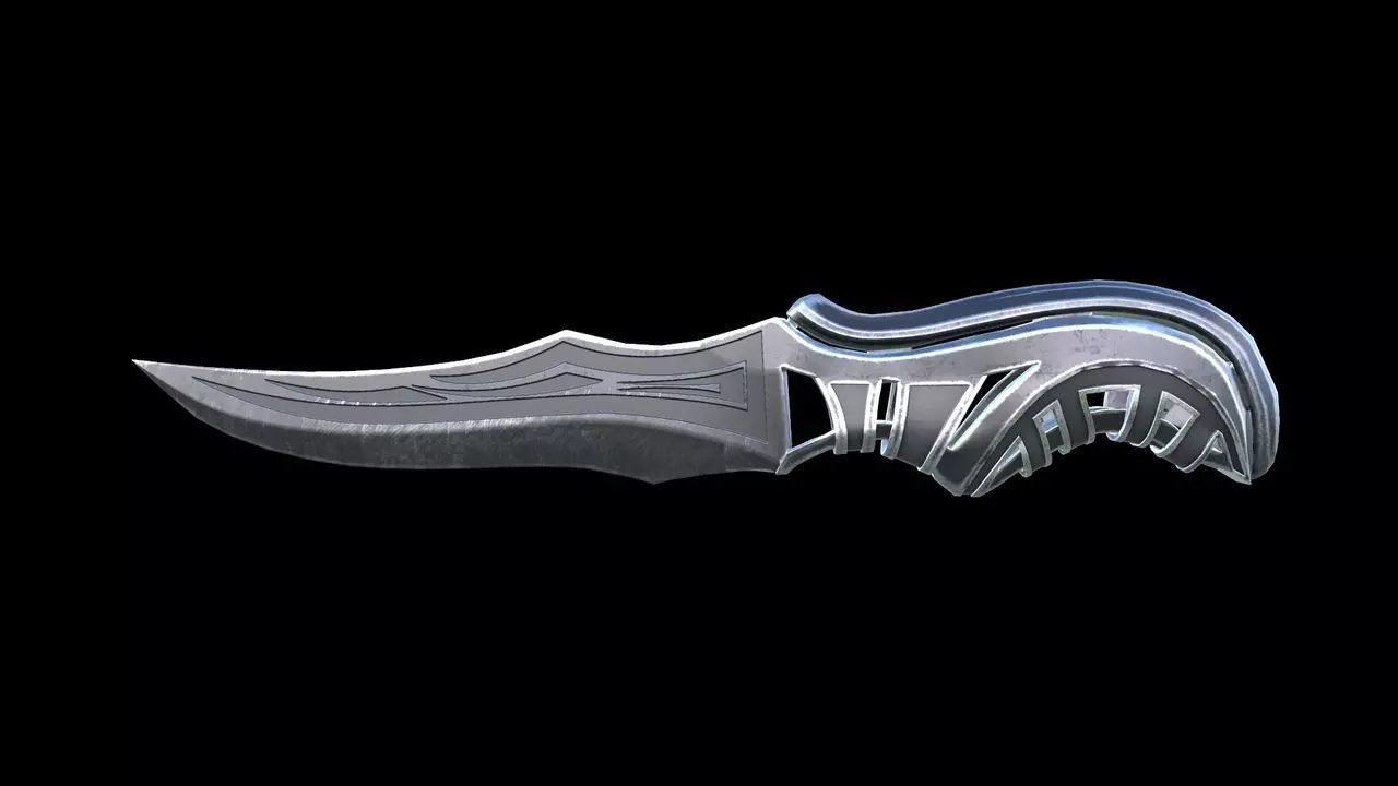 Carved Combat Knife Low-poly 3D model_0
