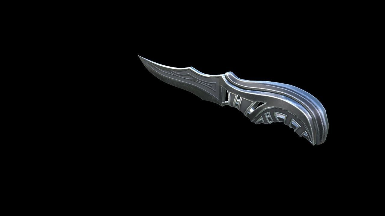 Carved Combat Knife Low-poly 3D model_2