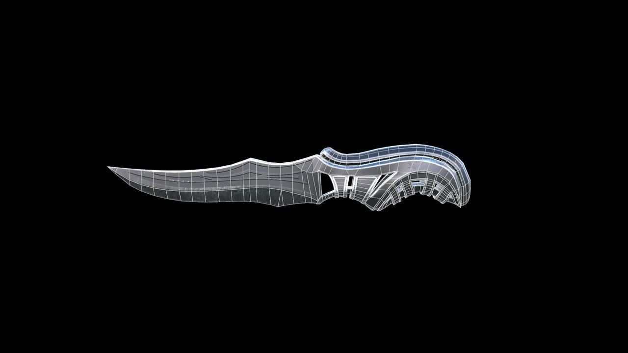 Carved Combat Knife Low-poly 3D model_4