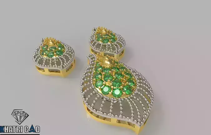 Gold Pendant with Beads 3D print model
