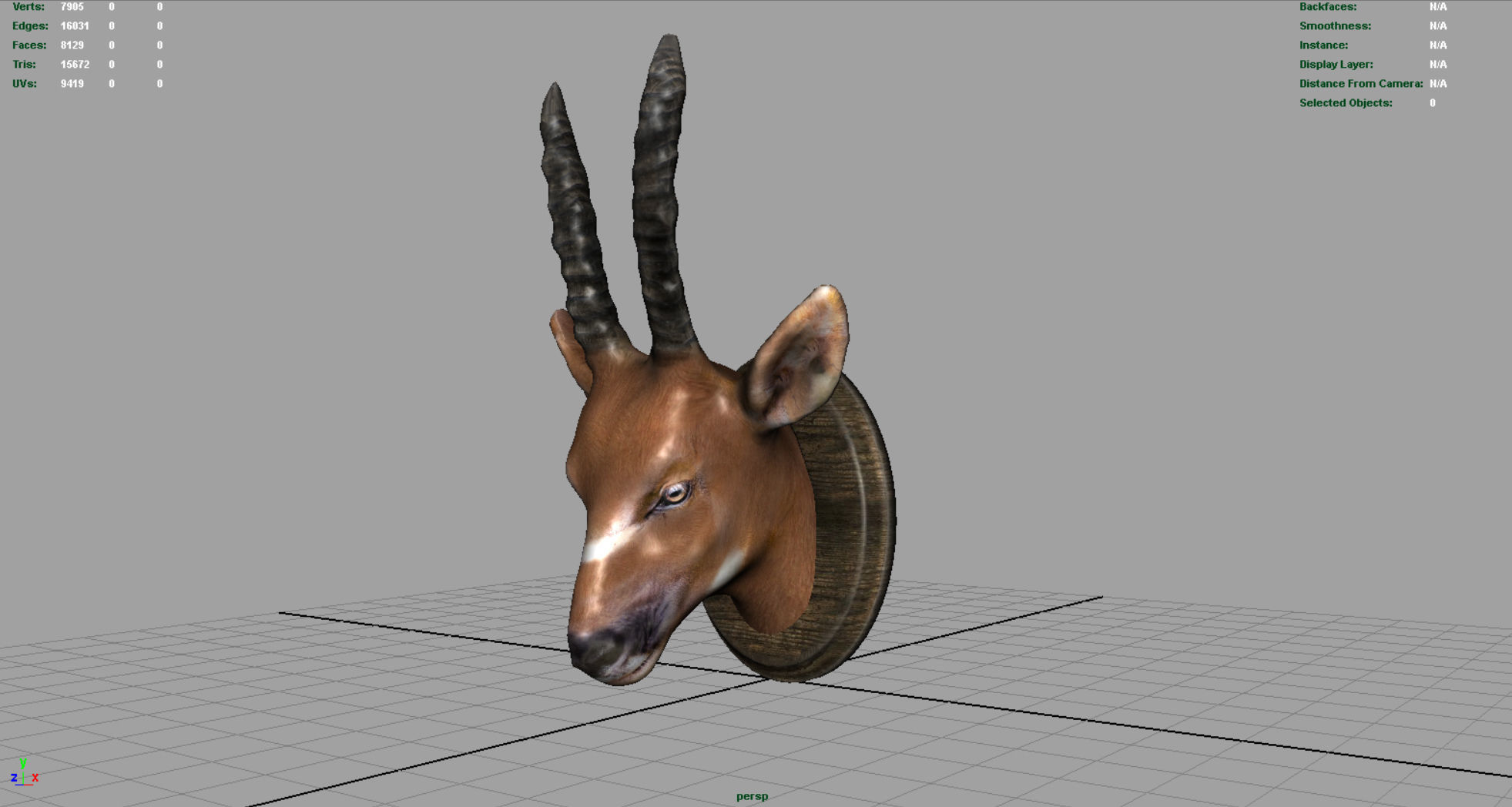 African Antelope mount Low-poly 3D model_2