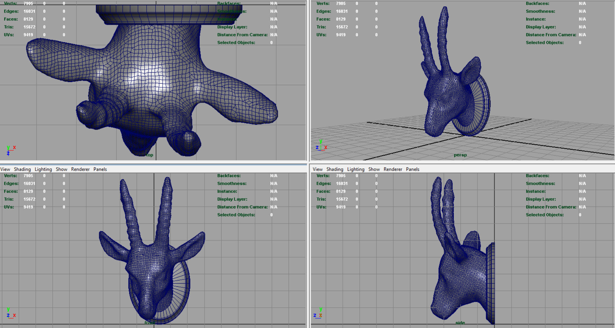 African Antelope mount Low-poly 3D model_7