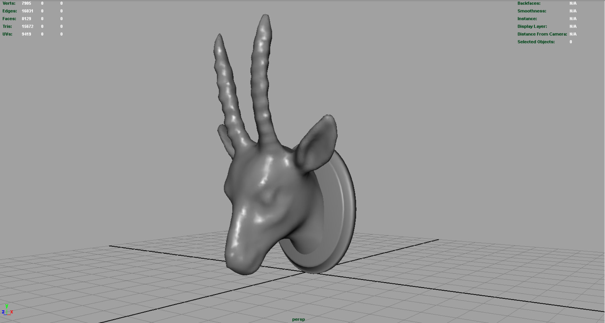 African Antelope mount Low-poly 3D model_3