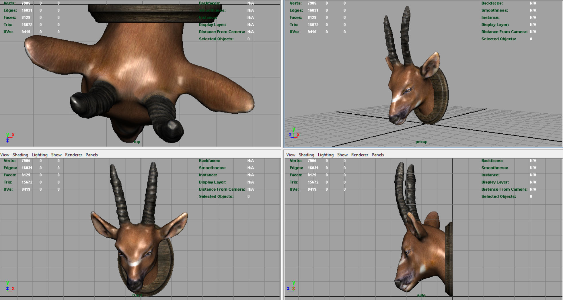African Antelope mount Low-poly 3D model_5