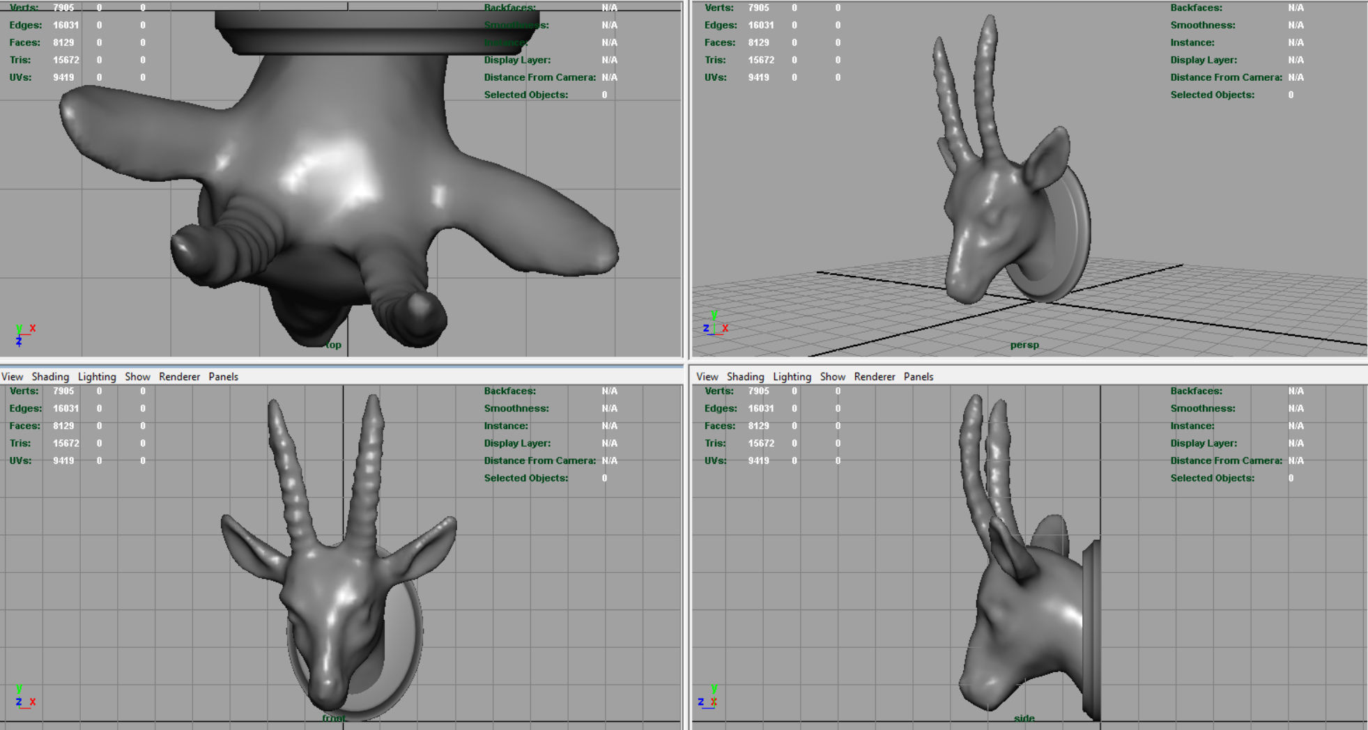 African Antelope mount Low-poly 3D model_6