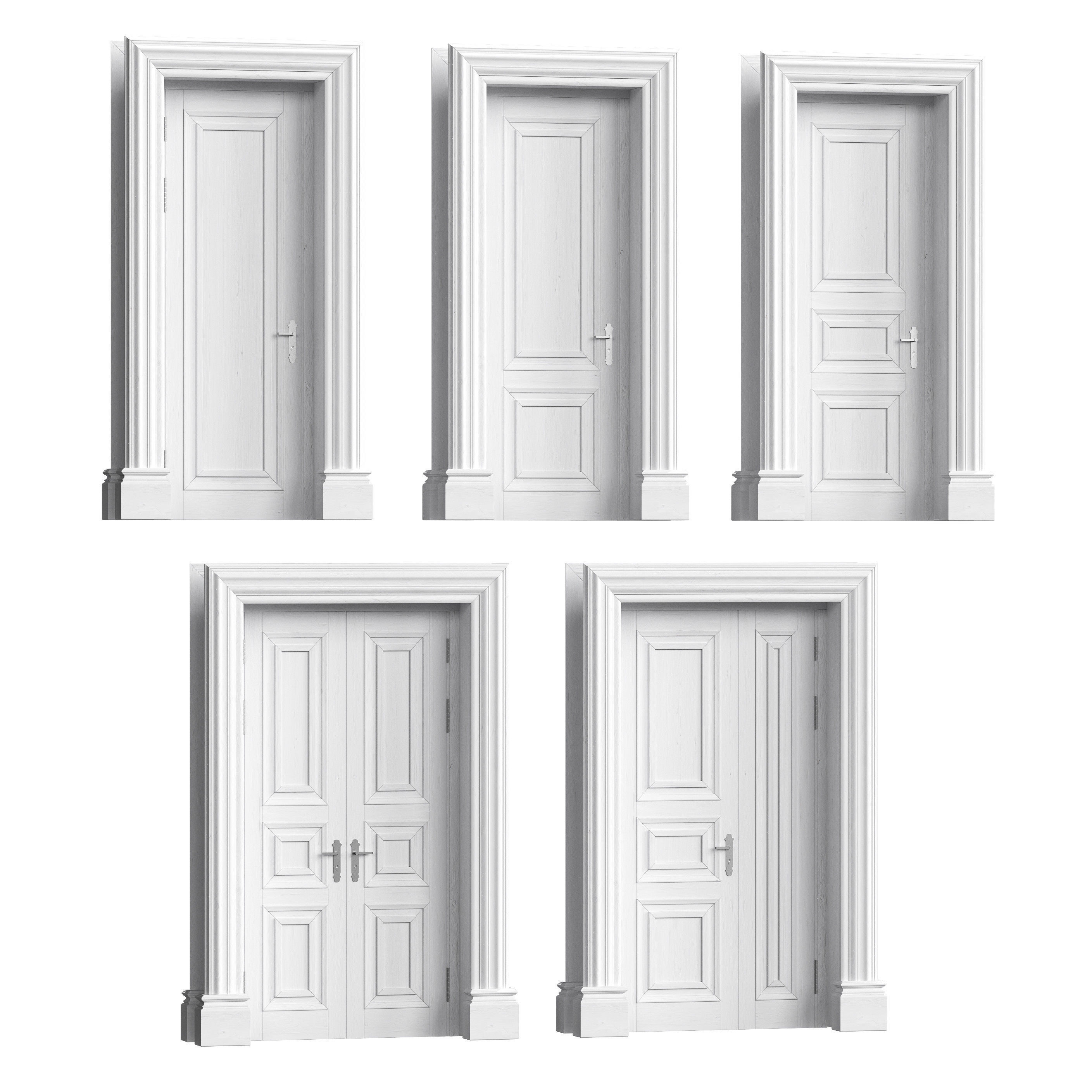 Classic doors set 3D model_1