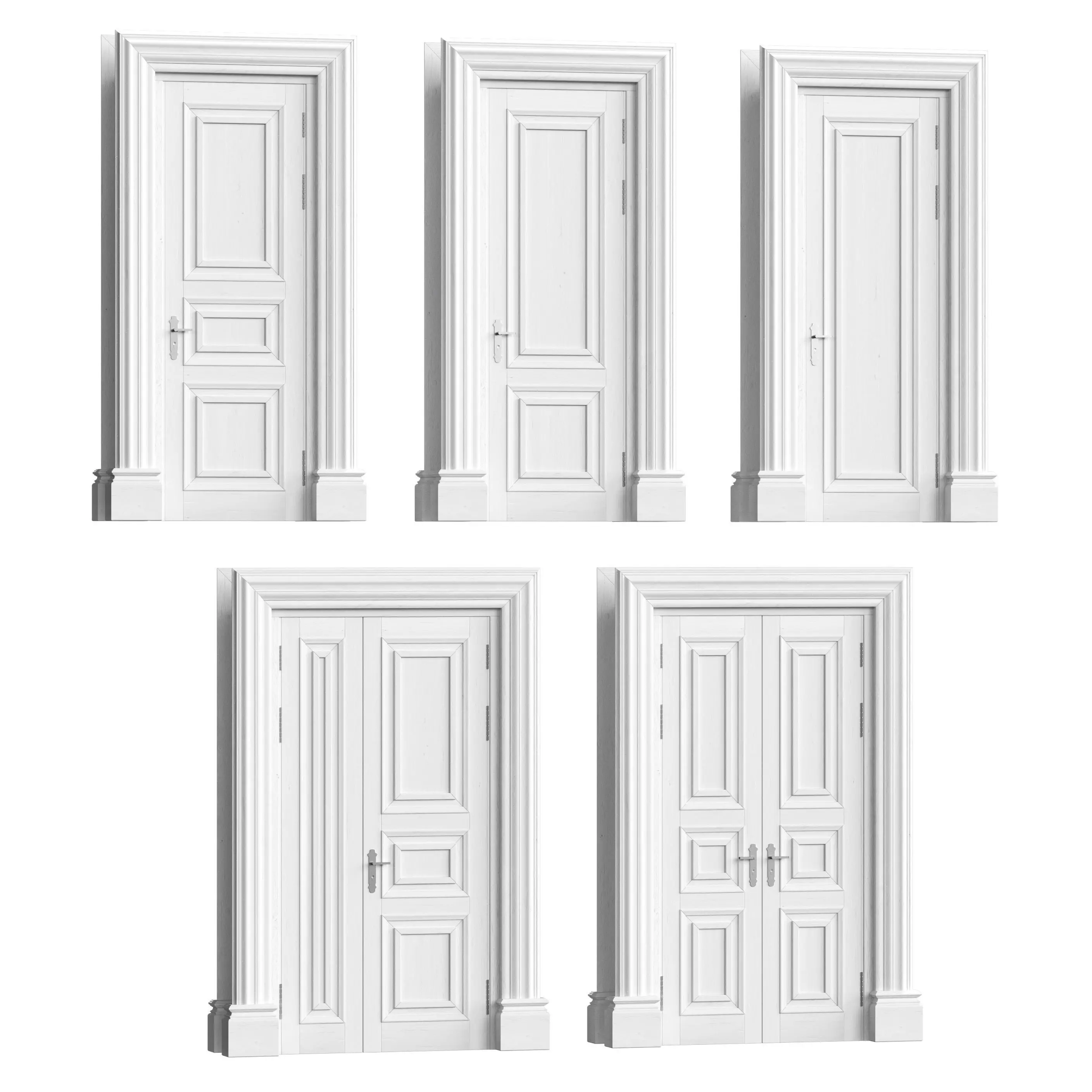 Classic doors set 3D model_0