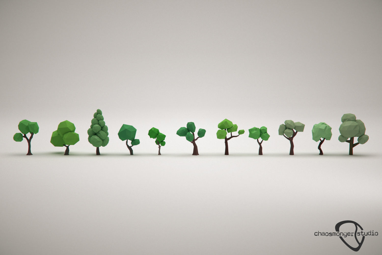 Low Poly Forest Trees Pack Low-poly 3D model_4