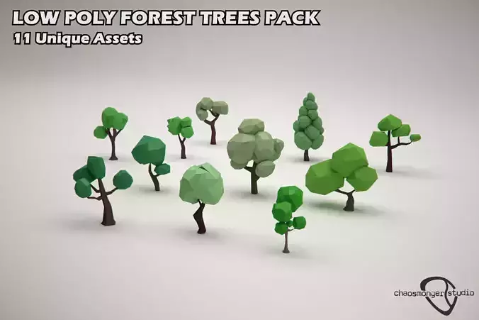 Low Poly Forest Trees Pack Low-poly 3D model