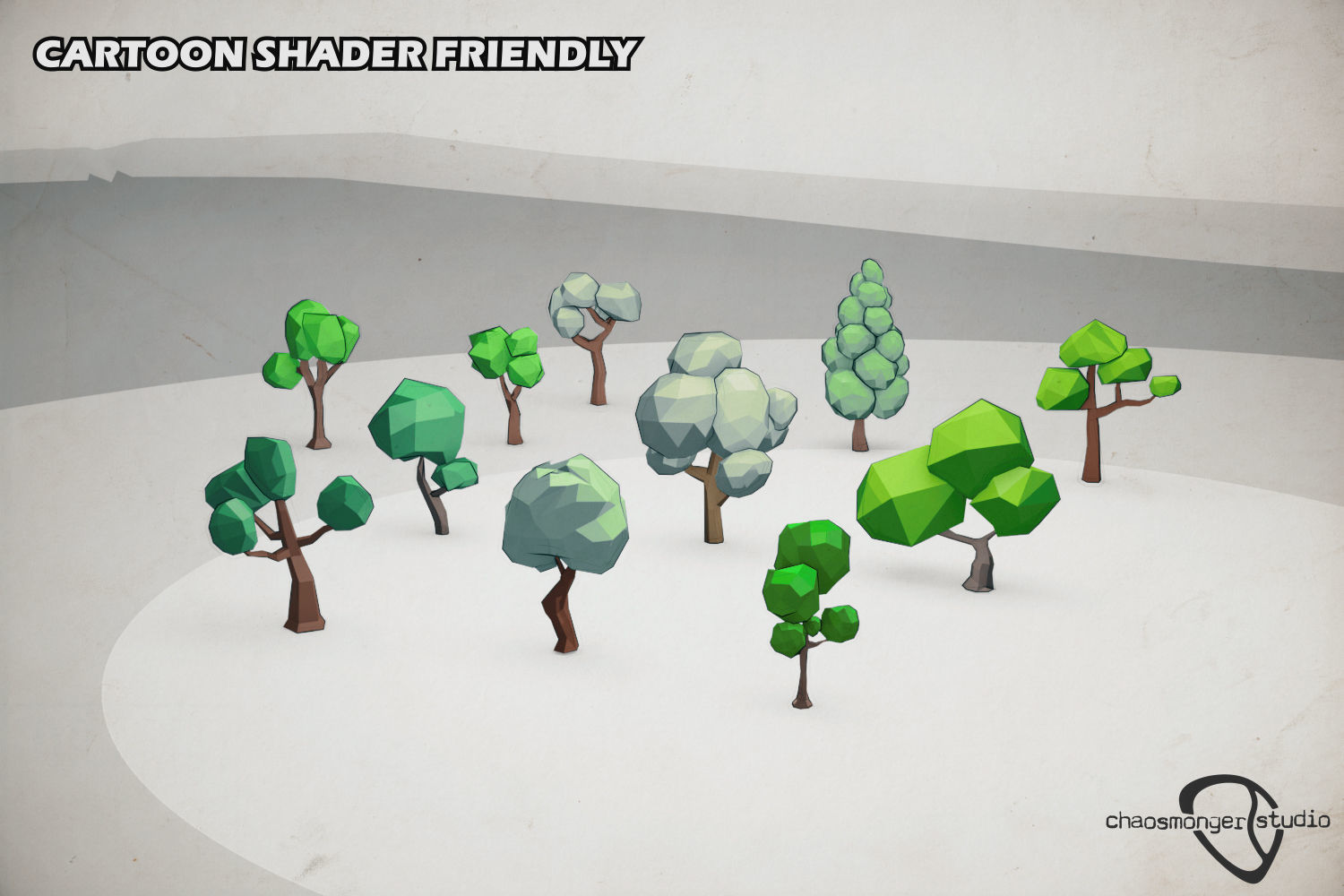 Low Poly Forest Trees Pack Low-poly 3D model_1