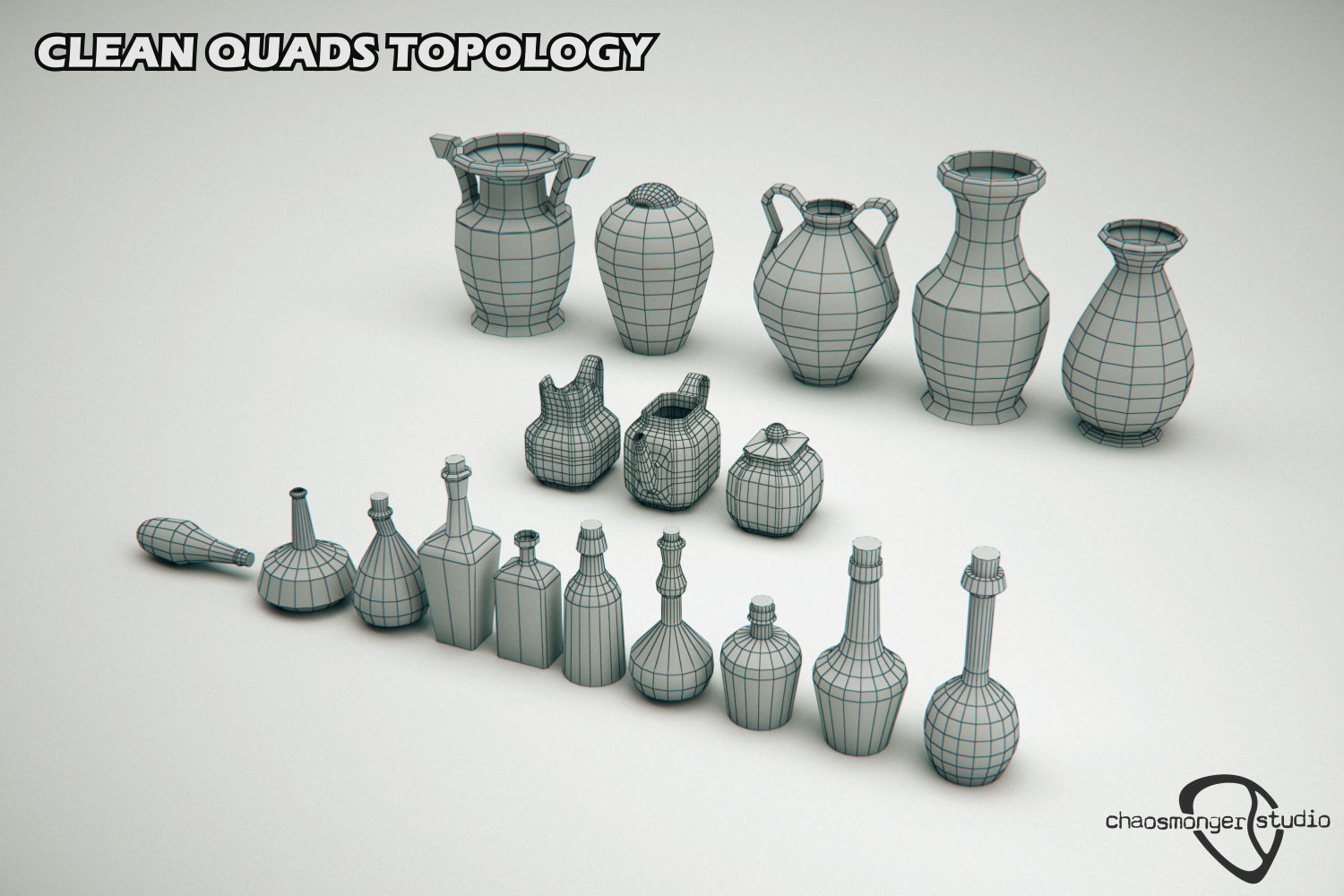 Potions Bottles and Vases Bundle Low-poly 3D model_2