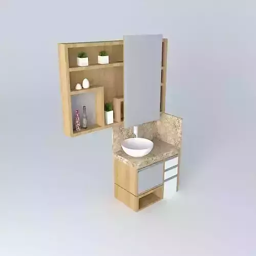 Small bathroom with niches and sliding door