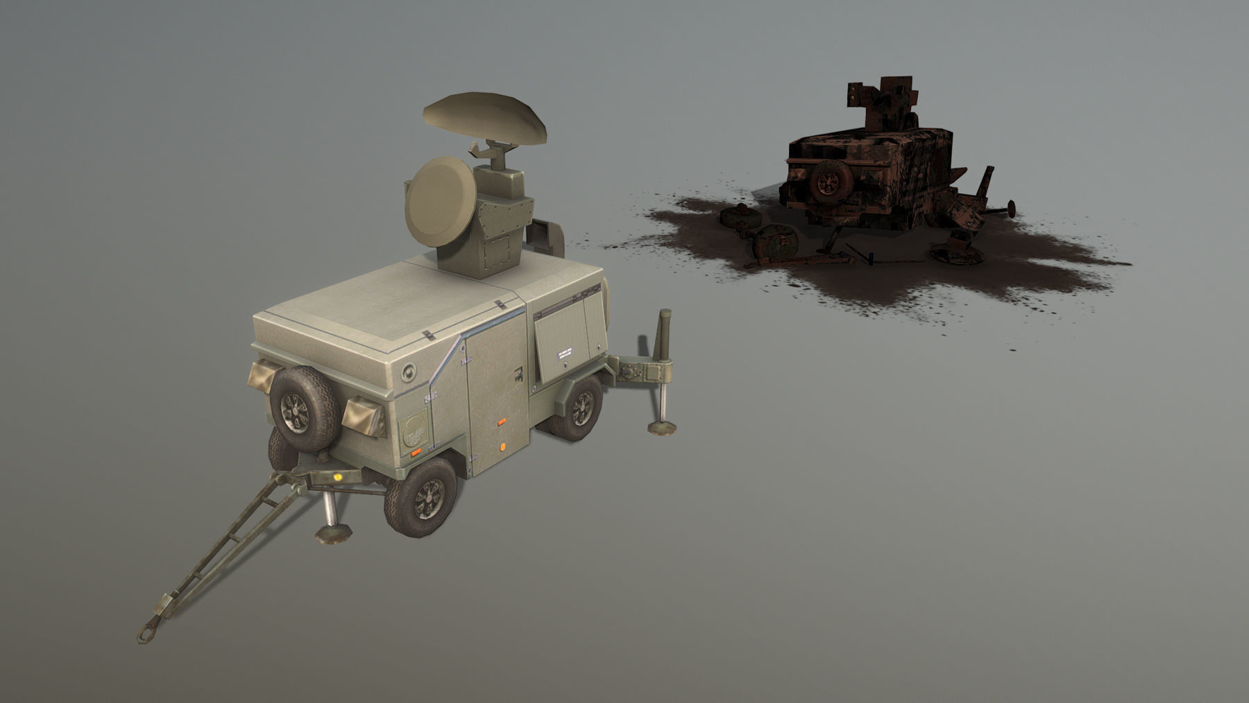 Skyguard Radar area defense system Low-poly 3D model_1