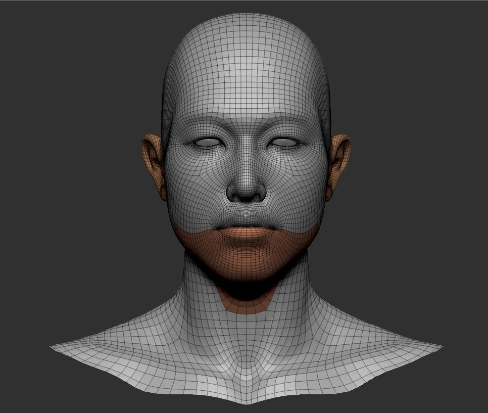  Man Head Base mesh  3D model_4