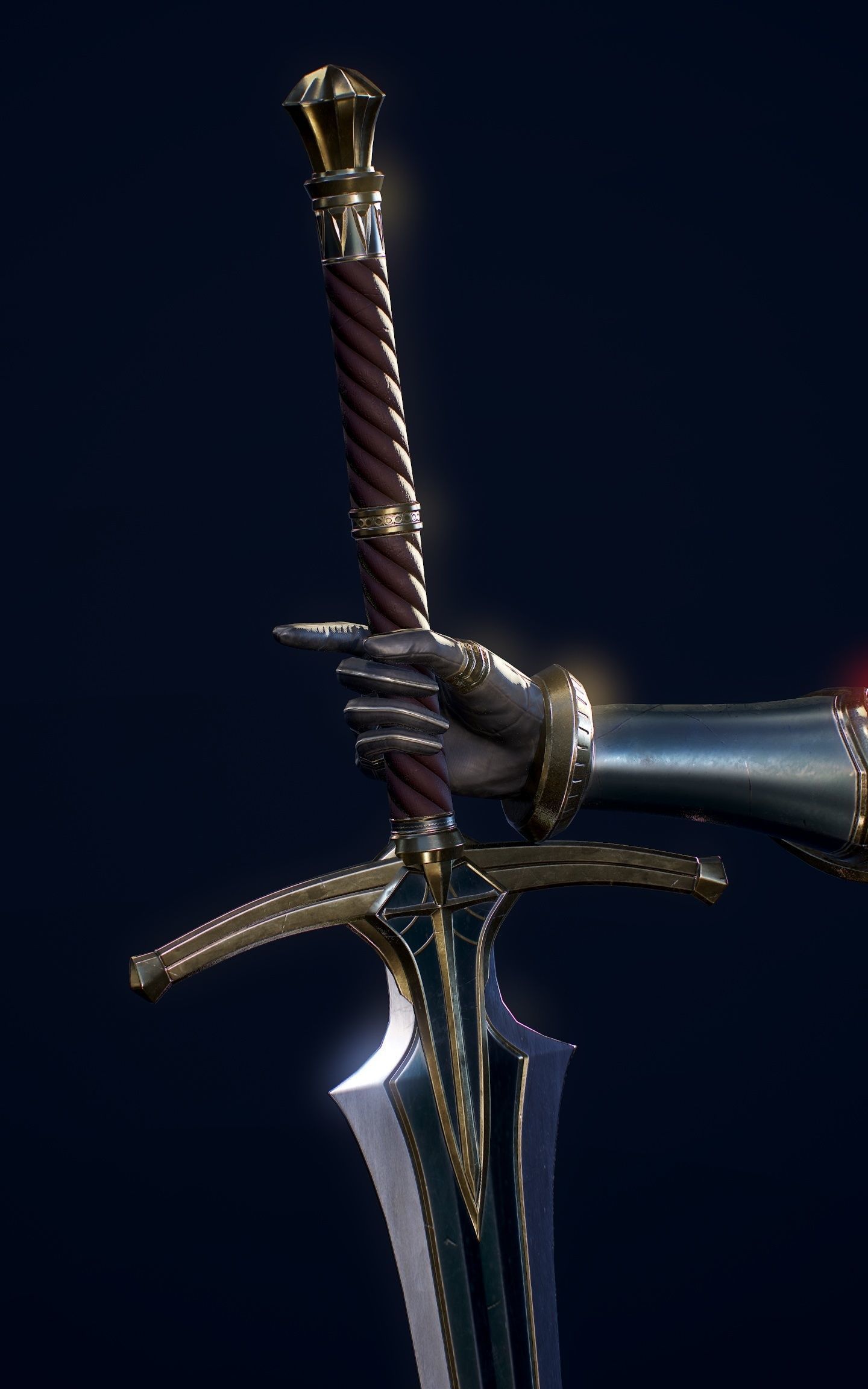 Elf Swordmaster - Game Ready Low-poly 3D model_17