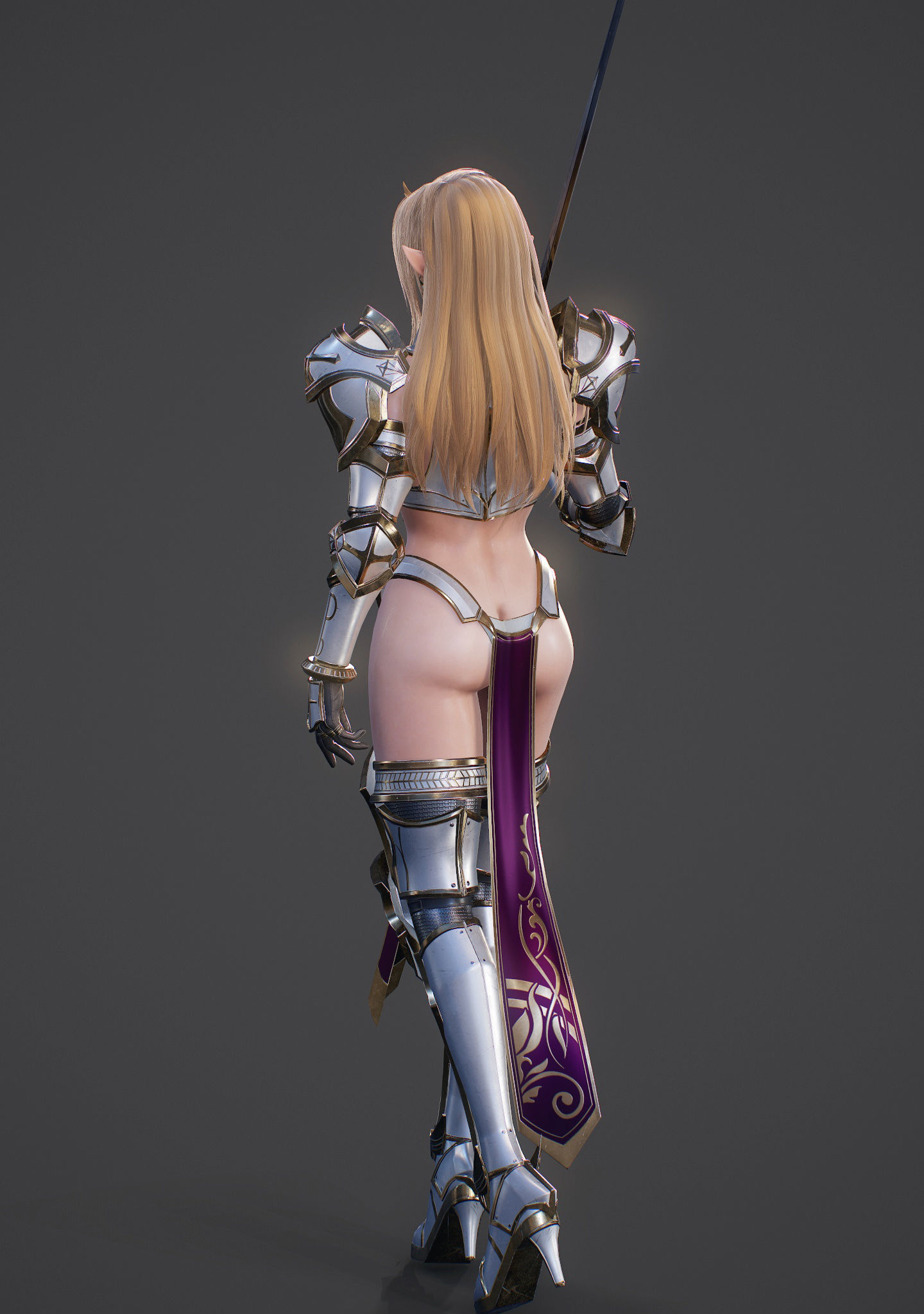 Elf Swordmaster - Game Ready Low-poly 3D model_36