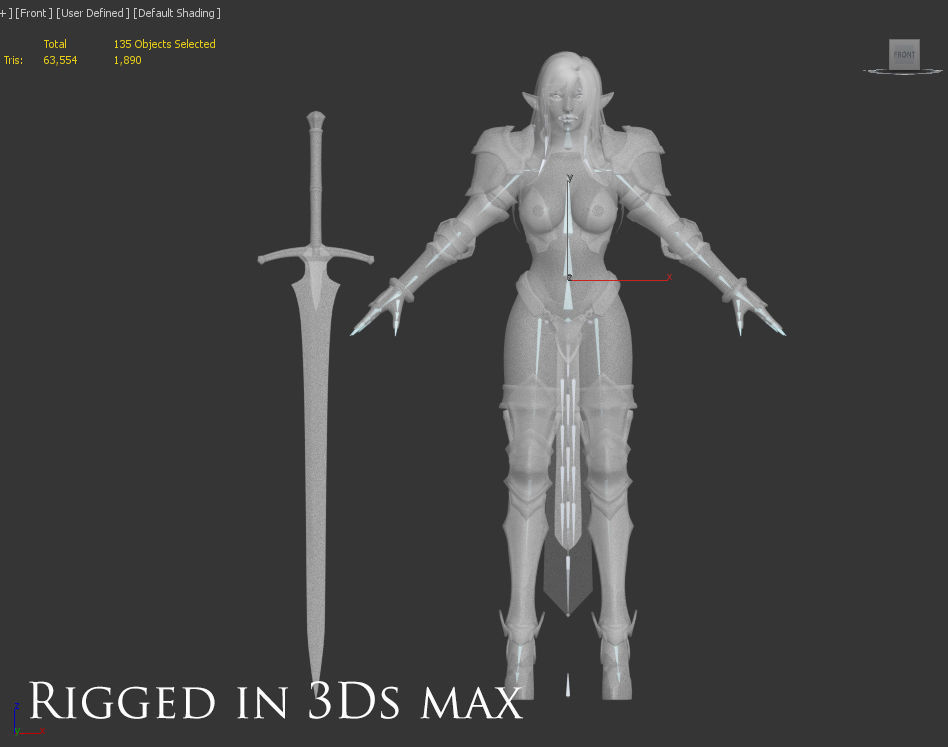 Elf Swordmaster - Game Ready Low-poly 3D model_12
