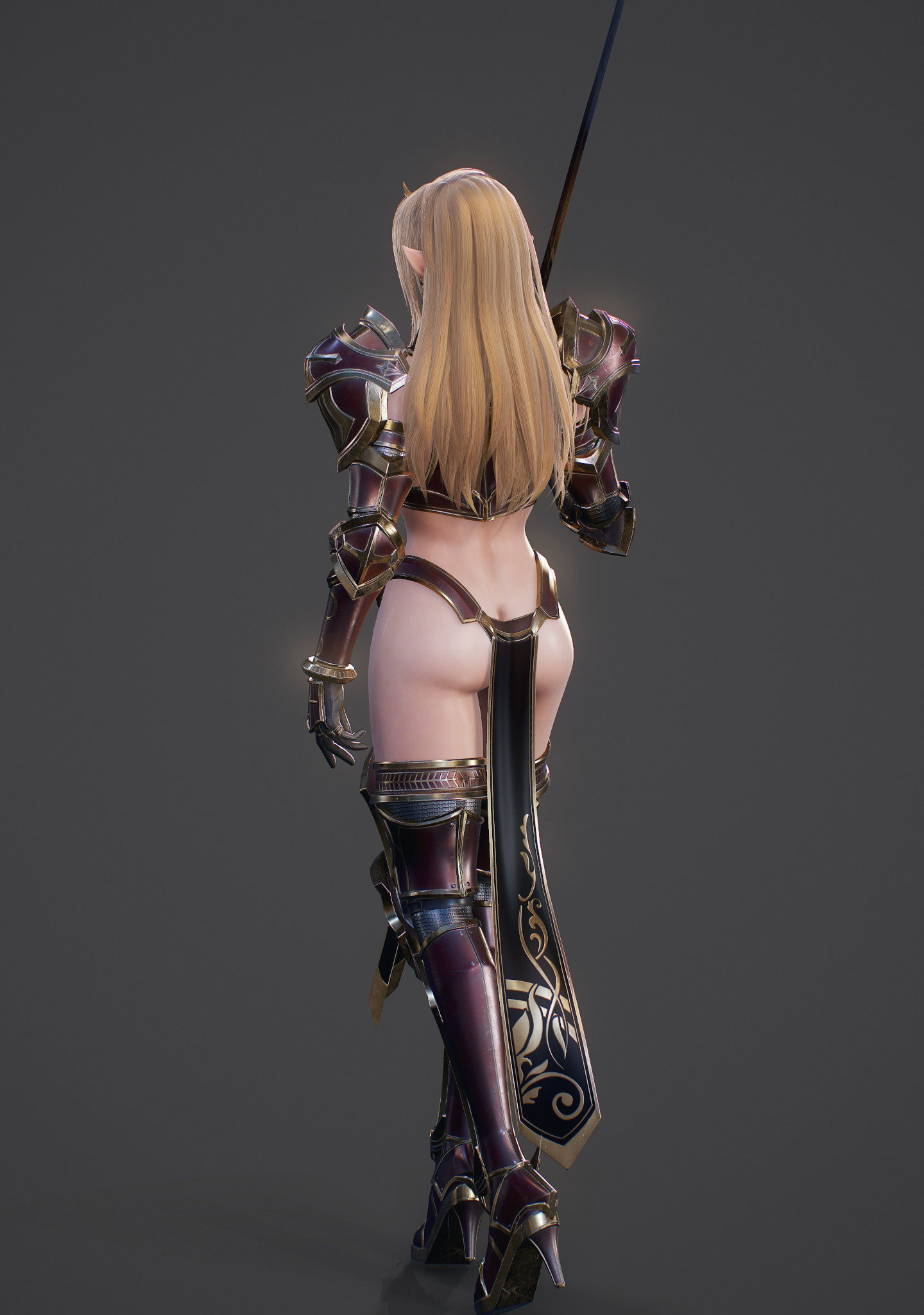 Elf Swordmaster - Game Ready Low-poly 3D model_35