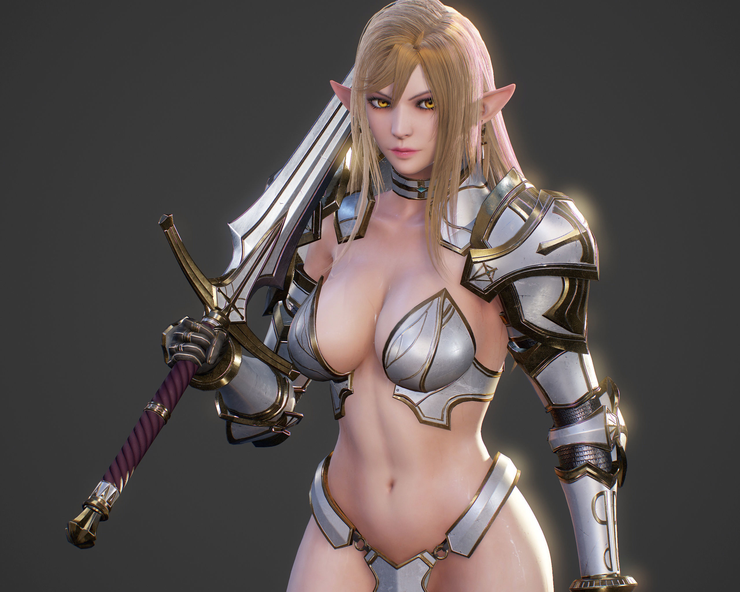 Elf Swordmaster - Game Ready Low-poly 3D model_34