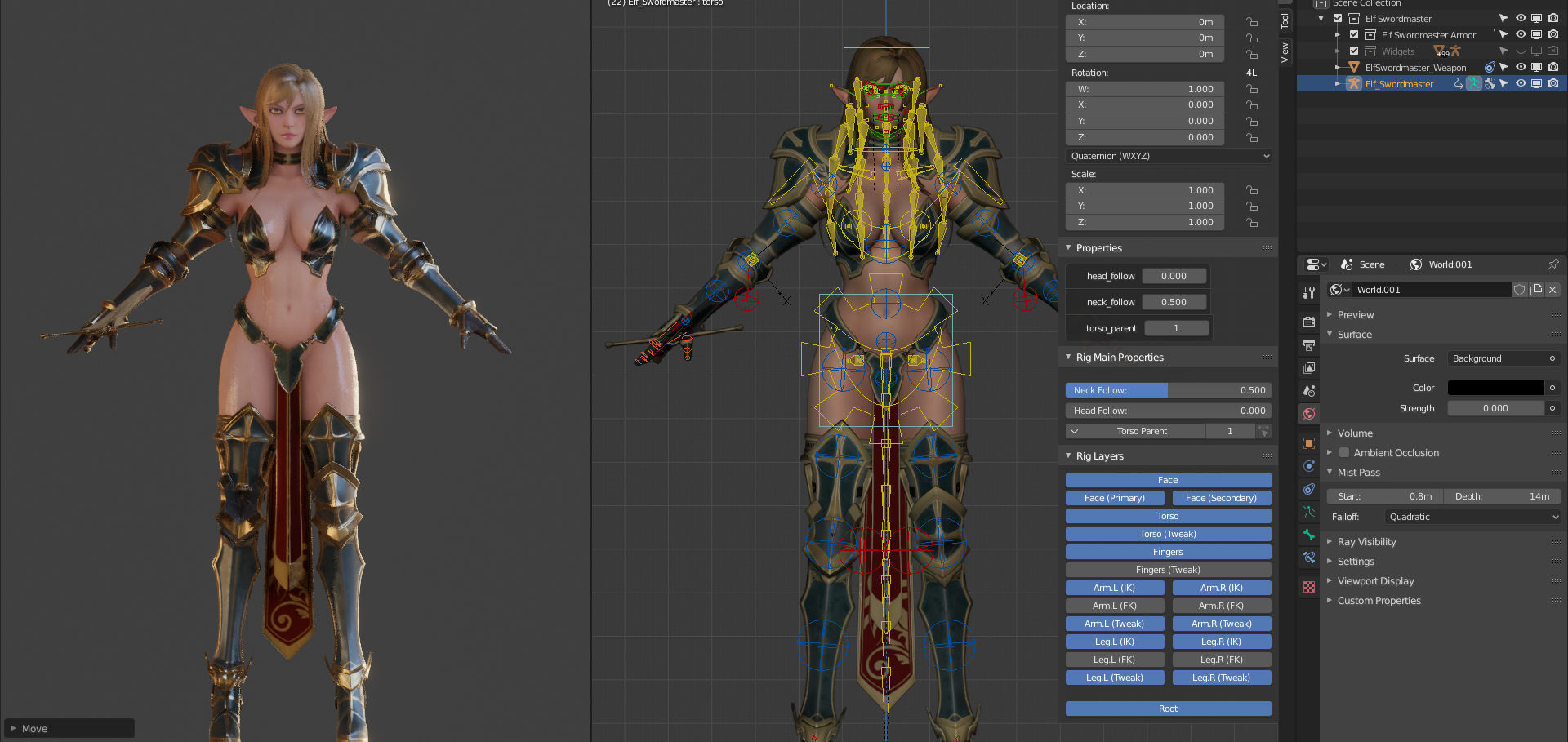 Elf Swordmaster - Game Ready Low-poly 3D model_4
