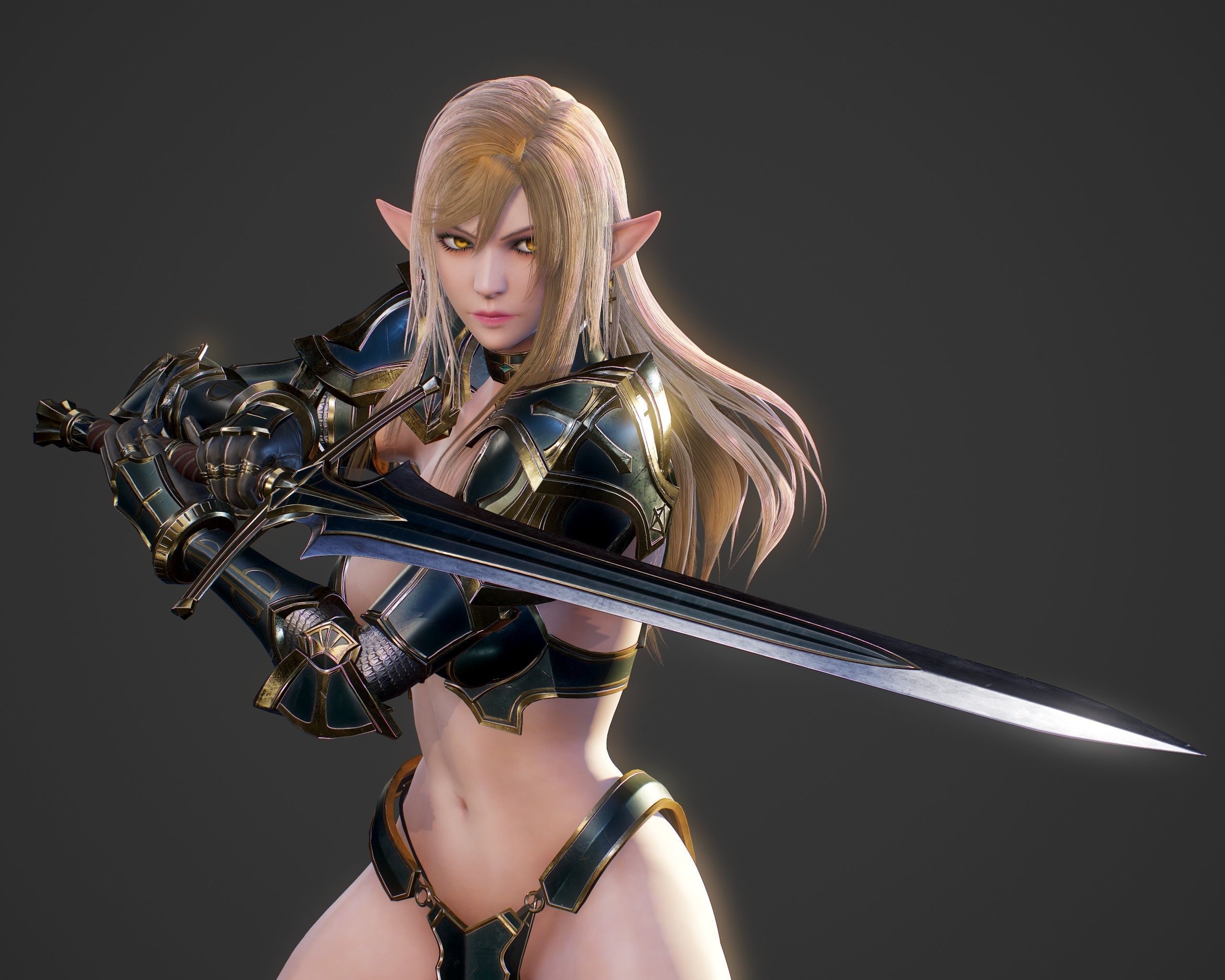 Elf Swordmaster - Game Ready Low-poly 3D model_30