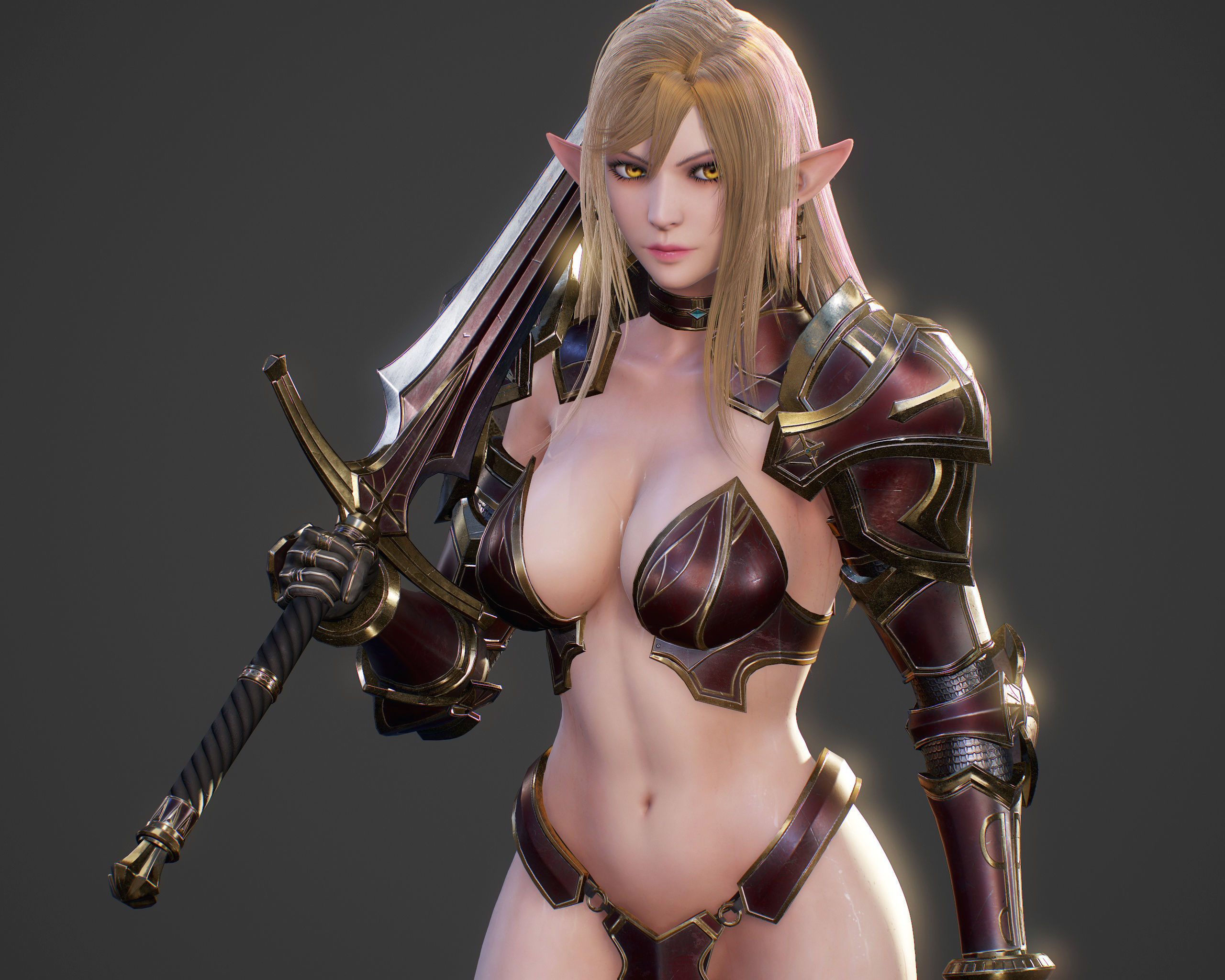 Elf Swordmaster - Game Ready Low-poly 3D model_33