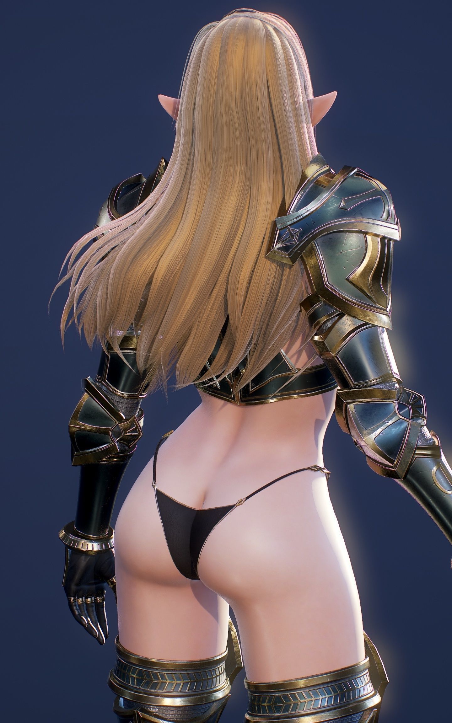Elf Swordmaster - Game Ready Low-poly 3D model_21