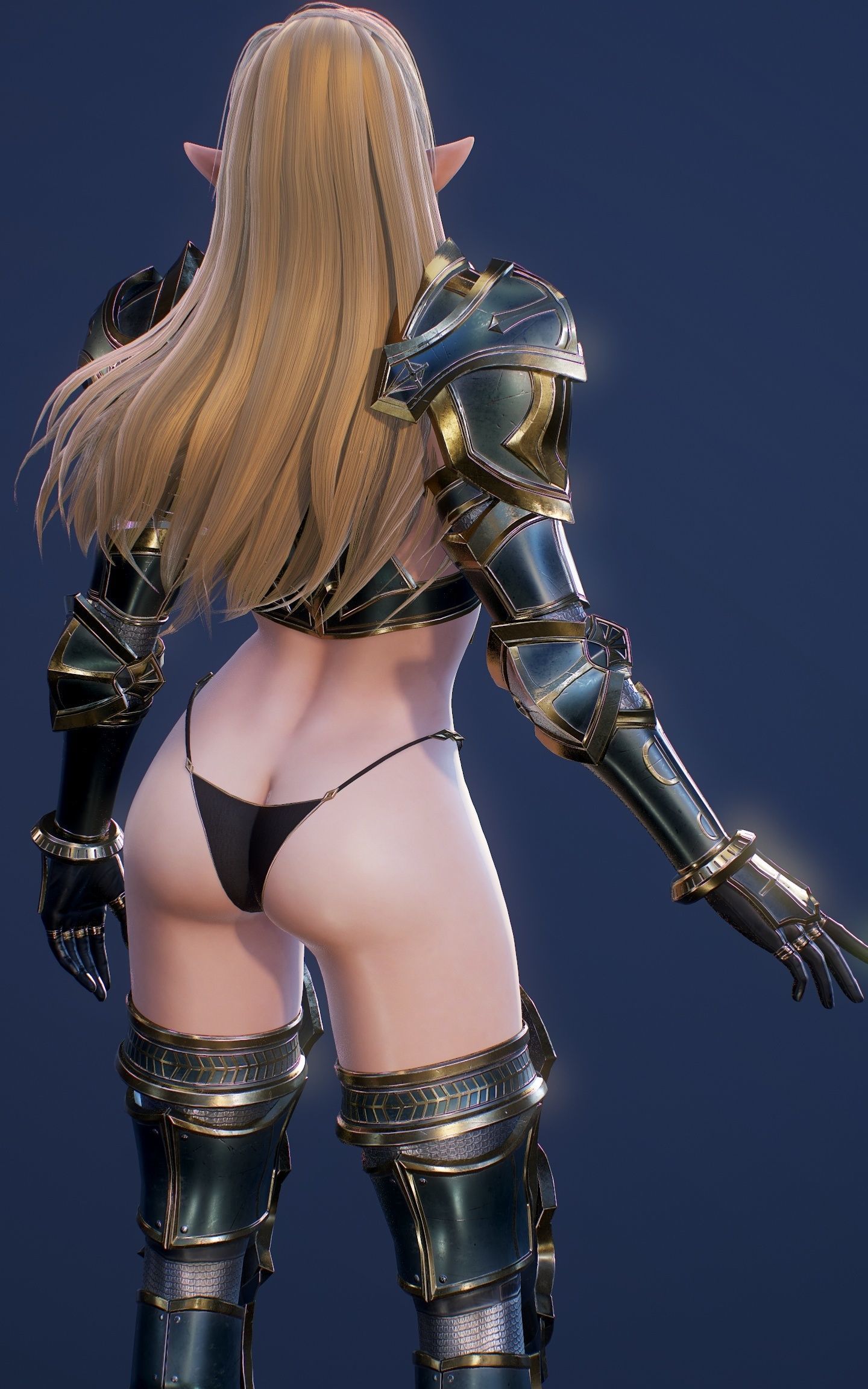 Elf Swordmaster - Game Ready Low-poly 3D model_23