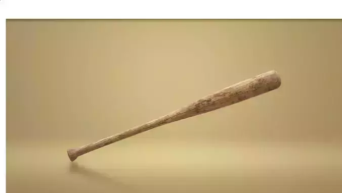 old wooden baseball bat Low-poly 3D model